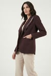 Lela Slim Fit Şal Detaylı Kruvaze Yaka Bayan Ceket 6927665 MÜRDÜM