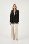 Lela Slim Fit Şal Detaylı Kruvaze Yaka Bayan Ceket 6927665 SİYAH