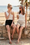 Lela Slim Fit V Yaka Kalın Askılı 2' li Paket Kadın Bluz 5864384S2 EKRU-EKRU