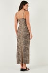 Lela Slim Fit Yırtmaç Detaylı Midi Boy Bayan Elbise 5866224 LEOPAR
