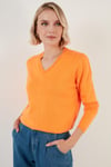 Lela Soft Akrilik V Yaka Triko Bayan Kazak 6327030 ORANGE