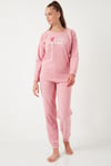 Lela Standart Fit Bisiklet Yaka Kadın Pijama Takımı 6093735 PUDRA