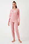 Lela Standart Fit Bisiklet Yaka Kadın Pijama Takımı 6093735 PUDRA