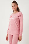 Lela Standart Fit Bisiklet Yaka Kadın Pijama Takımı 6093735 PUDRA