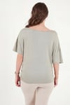 Lela Standart Fit Drape Detaylı Yarasa Kol Kadın T Shirt 5866962 Olive