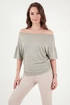 Lela Standart Fit Drape Detaylı Yarasa Kol Kadın T Shirt 5866962 Olive