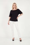 Lela Standart Fit Drape Detaylı Yarasa Kol Kadın T Shirt 5866962 SİYAH