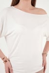 Lela Standart Fit Drape Detaylı Yarasa Kol Kadın T Shirt 5866962 EKRU
