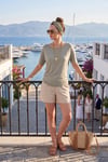 Lela Standart Fit Drape Detaylı Yarasa Kol Kadın T Shirt 5866962 Olive