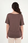 Lela Standart Fit Drape Detaylı Yarasa Kol Kadın T Shirt 5866962 KAHVE
