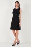 Lela Standart Fit Kemerli Bisiklet Yaka Mini Abiye Bayan Elbise 611EL1964 SİYAH