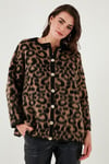 Lela Standart Fit Leoparlı Yumuşak Dokulu Bayan Hırka 4614504 LEOPAR