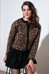 Lela Standart Fit Leoparlı Yumuşak Dokulu Crop Bayan Hırka 4614502 LEOPAR