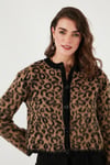 Lela Standart Fit Leoparlı Yumuşak Dokulu Crop Bayan Hırka 4614502 LEOPAR