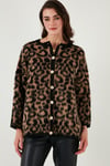Lela Standart Fit Leoparlı Yumuşak Dokulu Bayan Hırka 4614504 LEOPAR