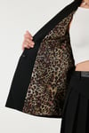 Lela Standart Fit Mono Yaka Desenli Astar Detaylı Blazer Bayan Ceket 6524003 SİYAH