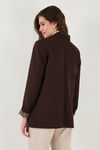 Lela Standart Fit Mono Yaka Desenli Astar Detaylı Blazer Bayan Ceket 6524003 KAHVE
