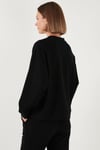 Lela Streç Bisiklet Yaka Oversize Fit Scuba Kadın Sweat 5865879 SİYAH