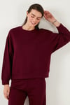 Lela Streç Bisiklet Yaka Oversize Fit Scuba Bayan Sweat 5865879 BORDO
