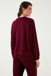 Lela Streç Bisiklet Yaka Oversize Fit Scuba Bayan Sweat 5865879 BORDO