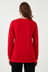 Lela Streç Oversize Fit Bisiklet Yaka Modal Kumaş Bayan Sweat 5865877 KIRMIZI
