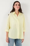 Lela Streç Pamuklu Oversize Fit 2' li Paket Bayan Gömlek-Atlet Set 67810014979S2 SARI-SİYAH