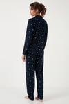Lela Streç Regular Fit Apaş Yaka Beli Lastikli Bayan Pijama Takımı 65720501 LACİVERT
