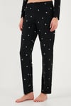 Lela Streç Regular Fit Apaş Yaka Beli Lastikli Bayan Pijama Takımı 65720501 SİYAH