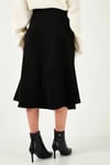 Lela Streç Regular Fit Yüksek Bel Midi Boy Süet Çan Bayan Etek 5866180 SİYAH