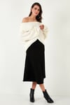 Lela Streç Regular Fit Yüksek Bel Midi Boy Süet Çan Bayan Etek 5866180 SİYAH