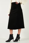 Lela Streç Regular Fit Yüksek Bel Midi Boy Süet Çan Bayan Etek 5866180 SİYAH