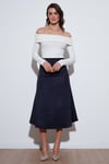 Lela Streç Regular Fit Yüksek Bel Midi Boy Süet Çan Bayan Etek 5866180 İNDİGO