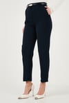 Lela Tapered Fit Yüksek Bel Daralan Paça Kemerli Havuç Bayan Pantolon 6923854 LACİVERT