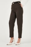 Lela Tapered Fit Yüksek Bel Daralan Paça Kemerli Havuç Bayan Pantolon 6923854 KAHVE