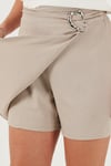 Lela Taşlı Regular Fit Broş Detaylı Ceket-Şort Etek Bayan Takım 6839618 TAŞ