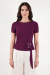 Lela Toka Detaylı Fitted Fit Kayık Yaka Kadın Bluz 5862707 MÜRDÜM