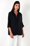 Lela Truvakar Kol % 100 Pamuk Oversize Bayan Gömlek 51434401LL SİYAH