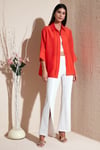 Lela Truvakar Kol % 100 Pamuk Oversize Kadın Gömlek 514344010 L ORANGE