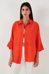 Lela Truvakar Kol % 100 Pamuk Oversize Kadın Gömlek 514344010 L ORANGE