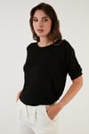 Lela Truvakar Kol Bisiklet Yaka Basic Pamuklu Bayan Bluz 5863589 SİYAH
