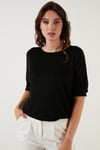 Lela Truvakar Kol Bisiklet Yaka Basic Pamuklu Bayan Bluz 5863589 SİYAH