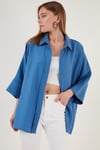 Lela Truvakar Kol Oversize Bayan Gömlek 514344013 MAVİ