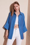 Lela Truvakar Kol Oversize Bayan Gömlek 514344013 MAVİ