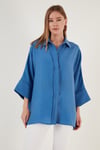 Lela Truvakar Kol Oversize Bayan Gömlek 514344013 MAVİ