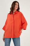 Lela Truvakar Kol Oversize Yazlık Bayan Gömlek 514344038 KOYU ORANJ