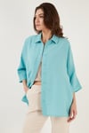Lela Truvakar Kol Oversize Yazlık Kadın Gömlek 514344032 TURKUAZ