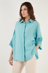 Lela Truvakar Kol Oversize Yazlık Kadın Gömlek 514344032 TURKUAZ