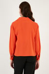 Lela V Yaka Çift Cepli Regular Fit Dokuma Bayan Gömlek 611GO00016 ORANJ