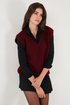 Lela V Yaka Örme Triko Bayan Süveter 4616105Y BORDO