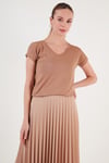 Lela V Yaka Relaxed Fit Yırtmaç Detaylı 2'li Paket Bayan Bluz 5862000S2 SİYAH-BİSKÜVİ